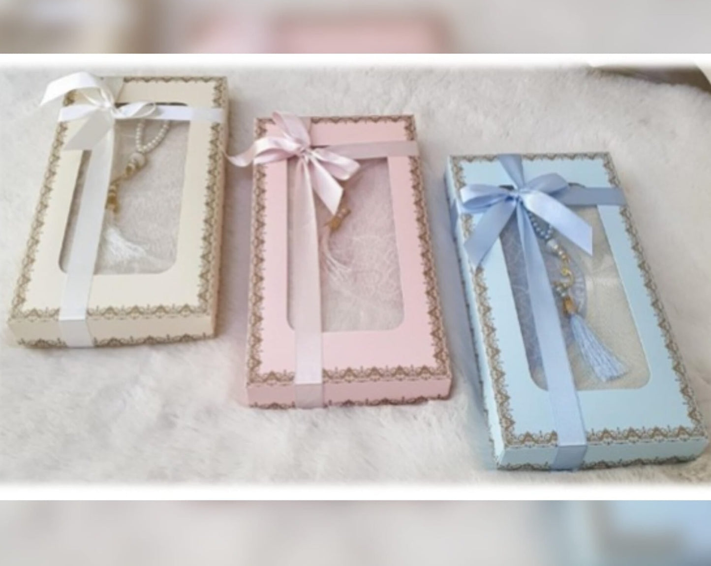 Prayer Rug + Prayer bead GIFT BOX (PInk, Cream and Blue available)